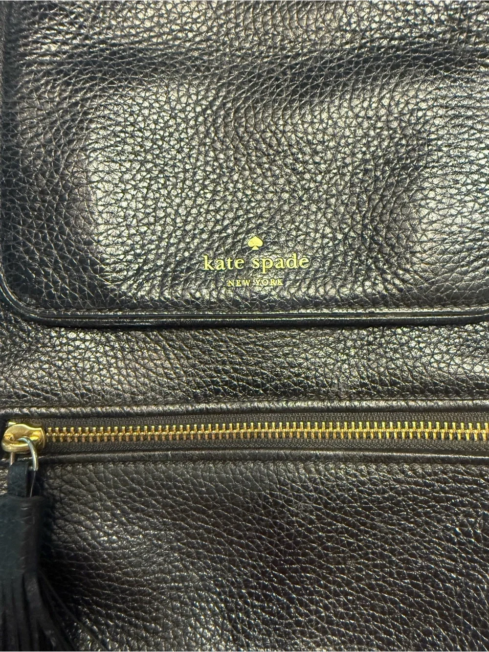 kate spade Black Pebbled Leather Backpack with Gold Hardware